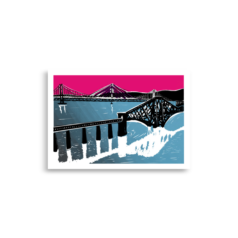 Edinburgh Series: Forth Bridges Art | Queensferry Crossing Rail Bridge Illustration - Image 2