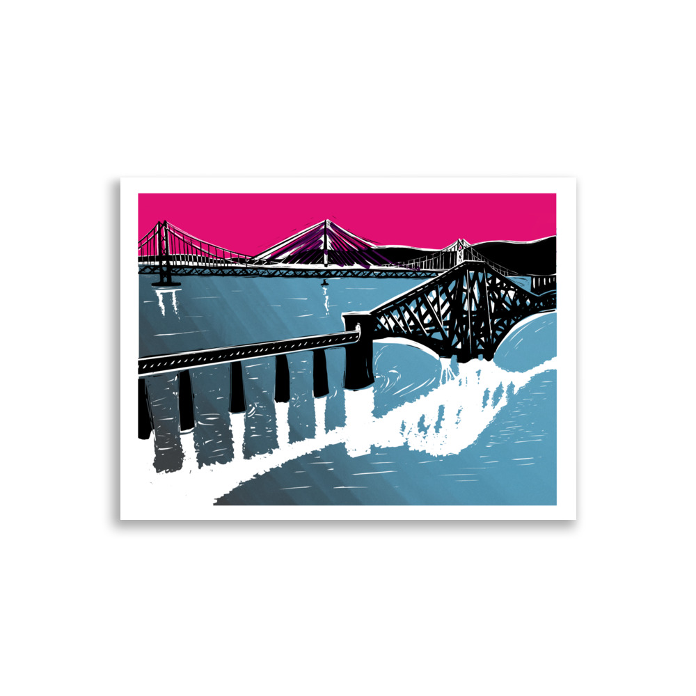 Edinburgh Series: Forth Bridges Art | Queensferry Crossing Rail Bridge Illustration - Image 3