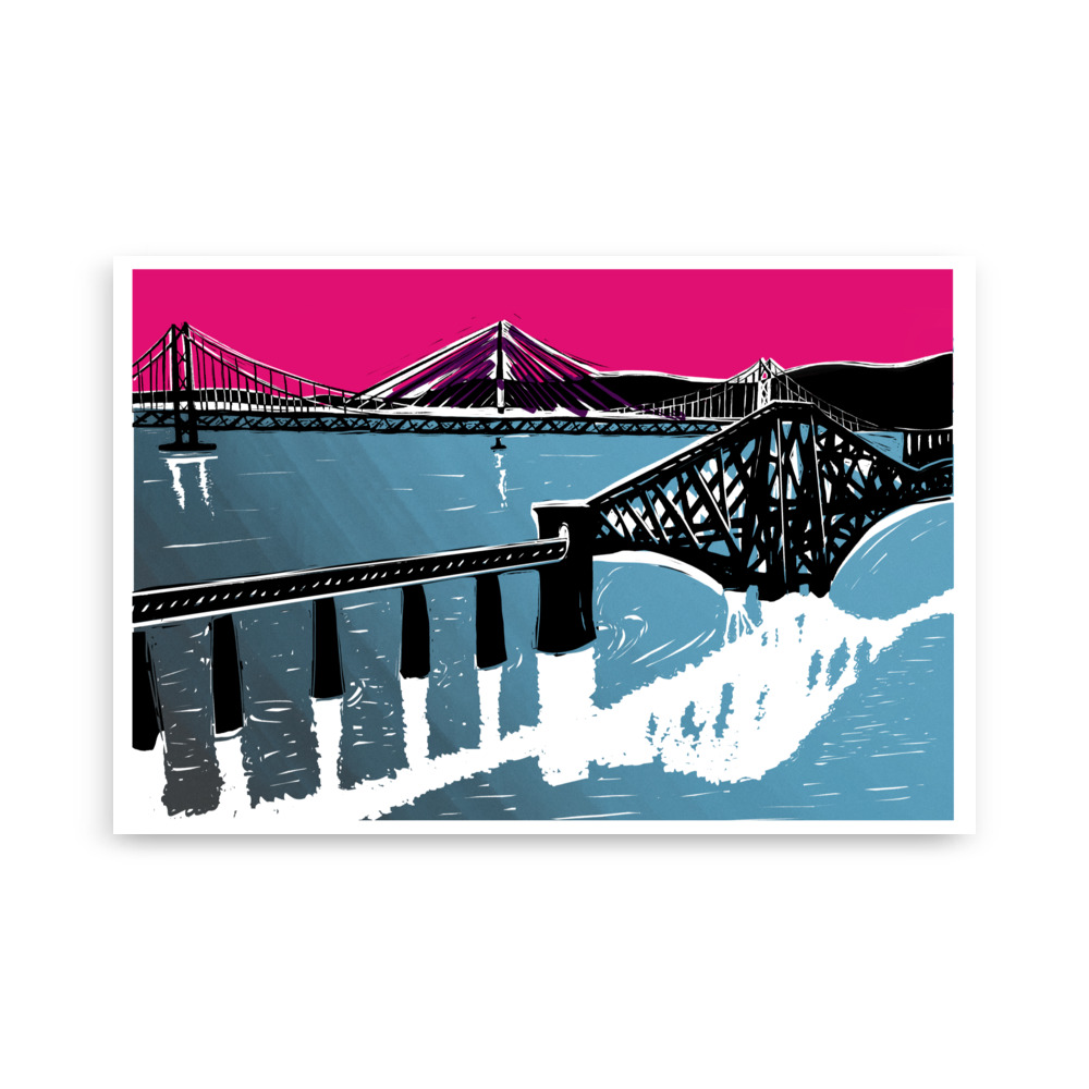 Edinburgh Series: Forth Bridges Art | Queensferry Crossing Rail Bridge Illustration - Image 4